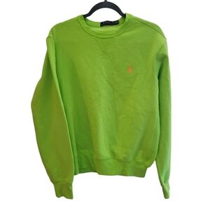 Polo Ralph Lauren Mens Neon Green Sweatshirt Neon Orange Logo Size Medium
